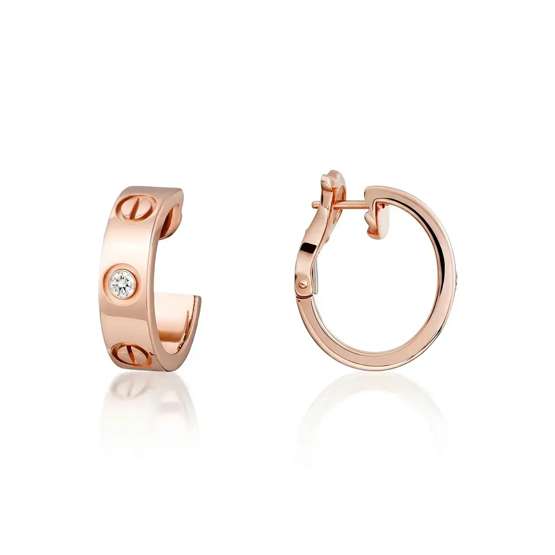 Cartier Серьги Love hoop earrings, classic model, 2 diamonds Rose Gold - фото 3