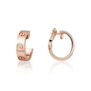 Cartier Серьги Love hoop earrings, classic model, 2 diamonds Rose Gold - фото 3