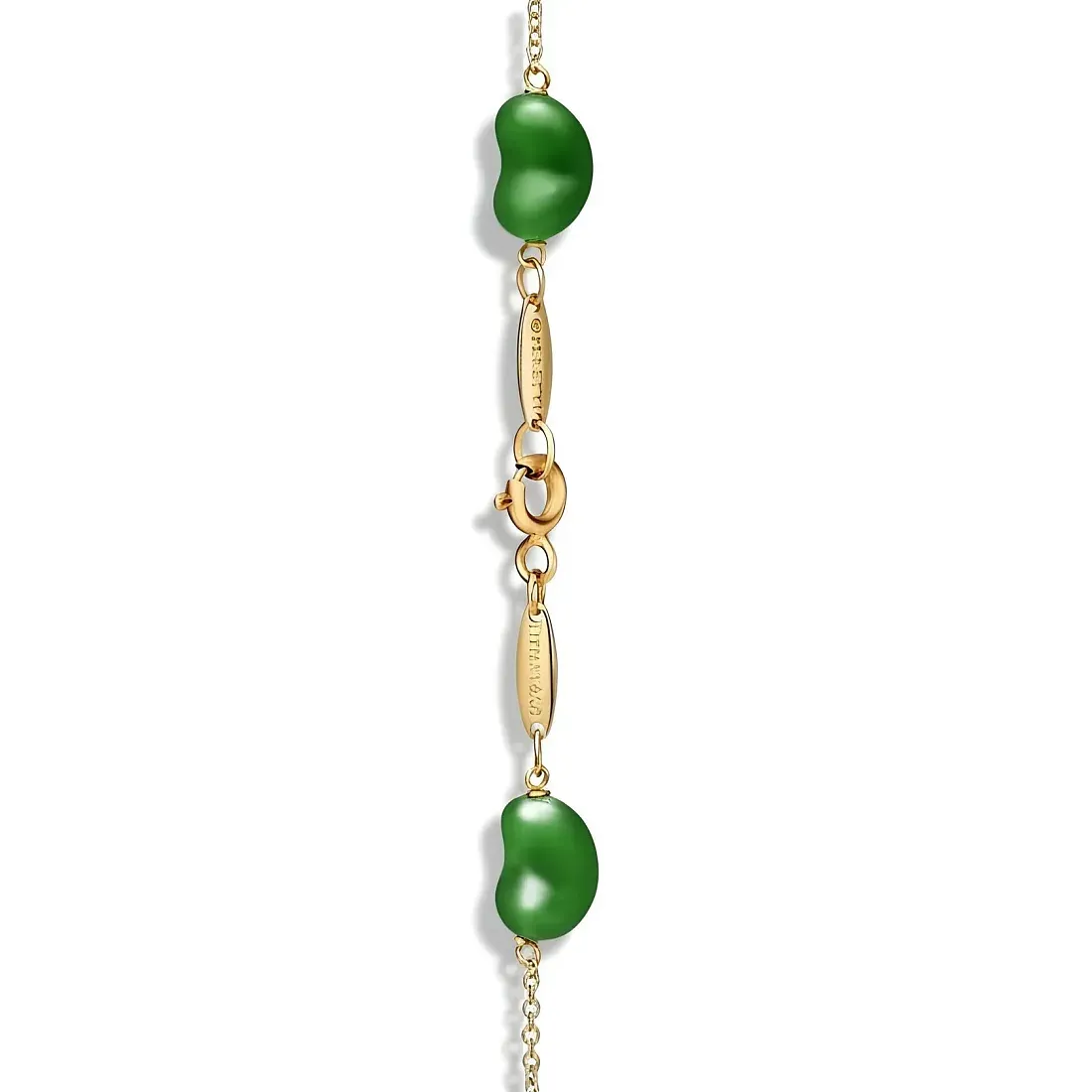 Tiffany & Co. Браслет Bean design bracelet in yellow gold and green nephrite jade - фото 3