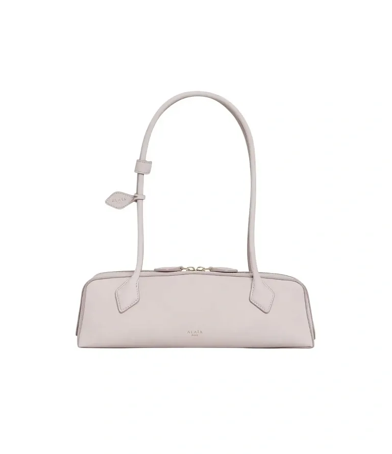 Сумка LE TECKEL среднего размера из телячьей кожи нубука Alaia Beige/Powder - фото 1