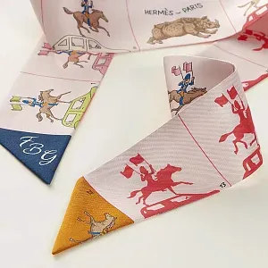 Hermès Шелковая лента Parade Twilly Rose Pale / Marine / Multicolore - фото 3