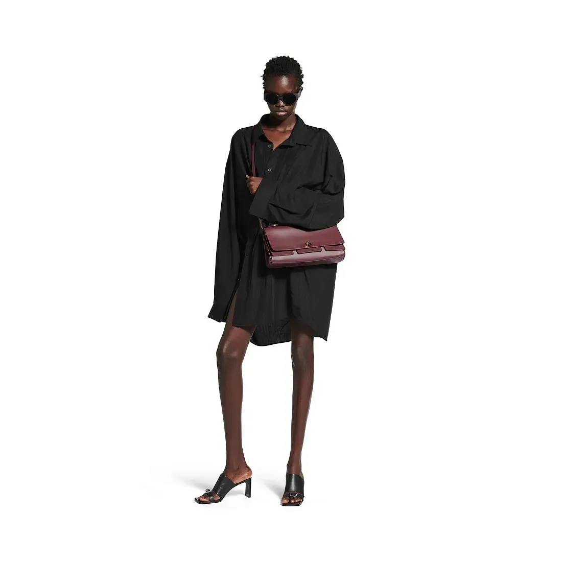 Balenciaga Клатч Bel Air маленького формата Dark Burgundy - фото 8