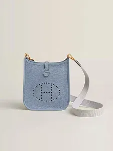 Hermès Сумка Evelyne 16 Bleu Lin Gris Perle Clemence Gold Hardware - фото 1