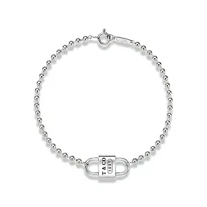 Tiffany & Co. Браслет Small double-shackle padlock beaded bracelet in 925 sterling silver - фото 1