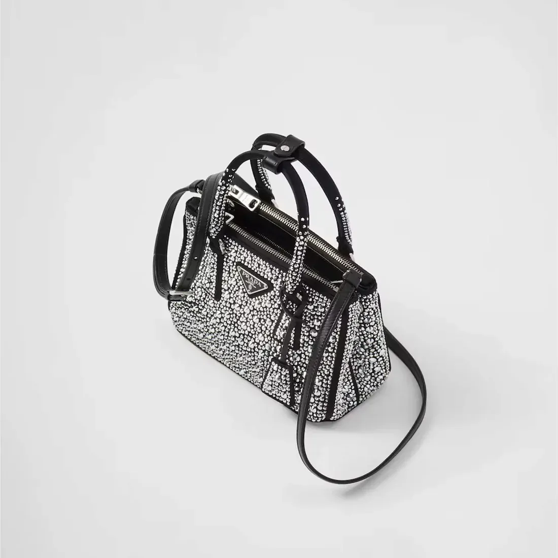 Prada Мини-сумка Galleria из атласа с кристаллами Metal - фото 3