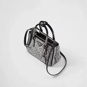 Prada Мини-сумка Galleria из атласа с кристаллами Metal - фото 3