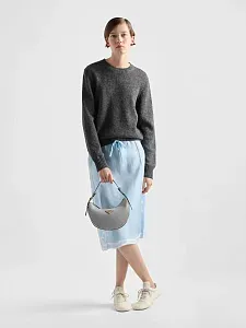 Prada Маленькая кожаная сумка через плечо Arque Granite Gray - фото 6