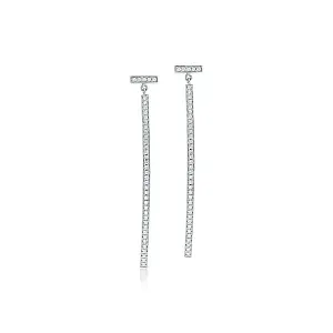 Tiffany & Co. Серьги T Diamond Bar Earrings White Gold - фото 1