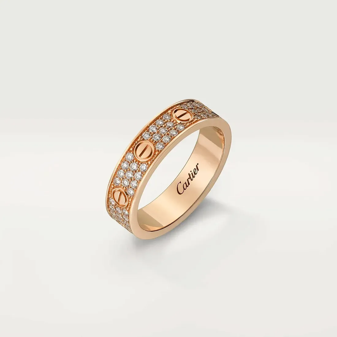 Cartier Обручальное кольцо Love с бриллиантовым паве Men Rose Gold - фото 3