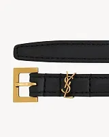 Saint Laurent Очень тонкий ремень Cassandre Black - фото 1