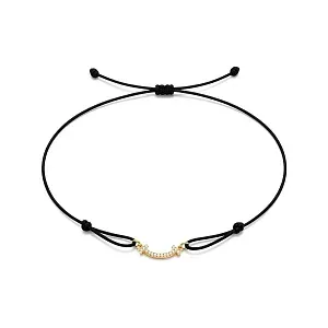 Tiffany & Co. Браслет Smile bracelet in 18-carat yellow gold on a black cord with diamonds - фото 1