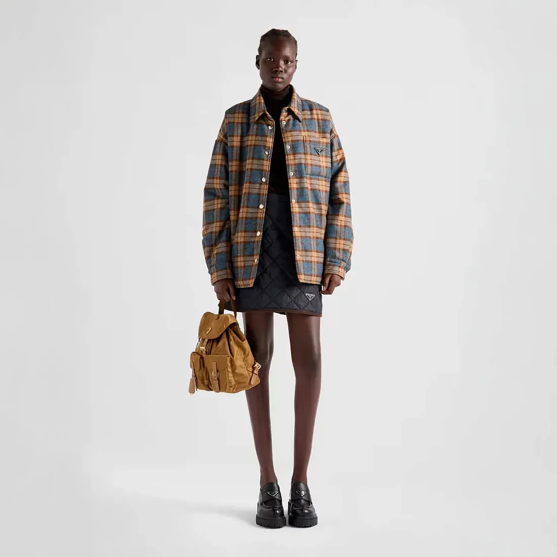 Prada Куртка-рубашка из твилла с клетчатым узором из шерсти - фото 2