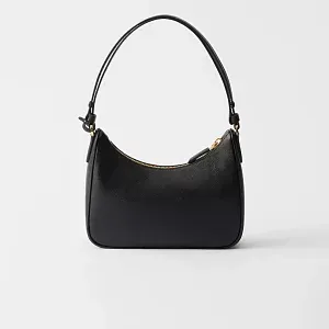 Prada Мини-сумка Re-Edition из сафьяновой кожи Black - фото 4