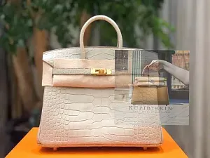 Hermès Birkin 25 Beton Alligator Mississippiensis Matte Gold Hardware - фото 1