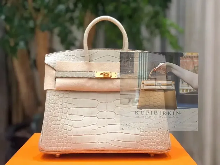 Hermes Birkin 25 Beton Alligator Mississippiensis Matte Gold Hardware - фото 1