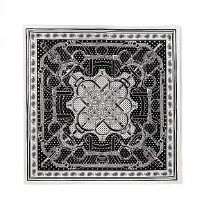 Hermès Шелковая бандана Eperon d'Or 55 Noir / Blanc - фото 1