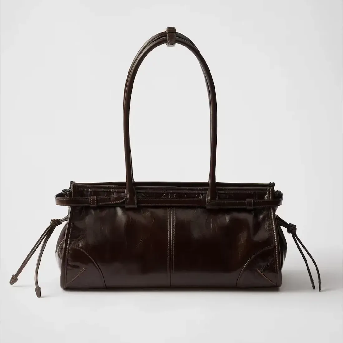 Prada Средняя кожаная сумка Dark Brown - фото 5
