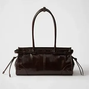 Prada Средняя кожаная сумка Dark Brown - фото 5