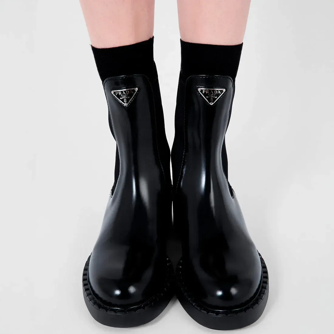 Prada Ботинки челси из полированной телячьей кожи - фото 2