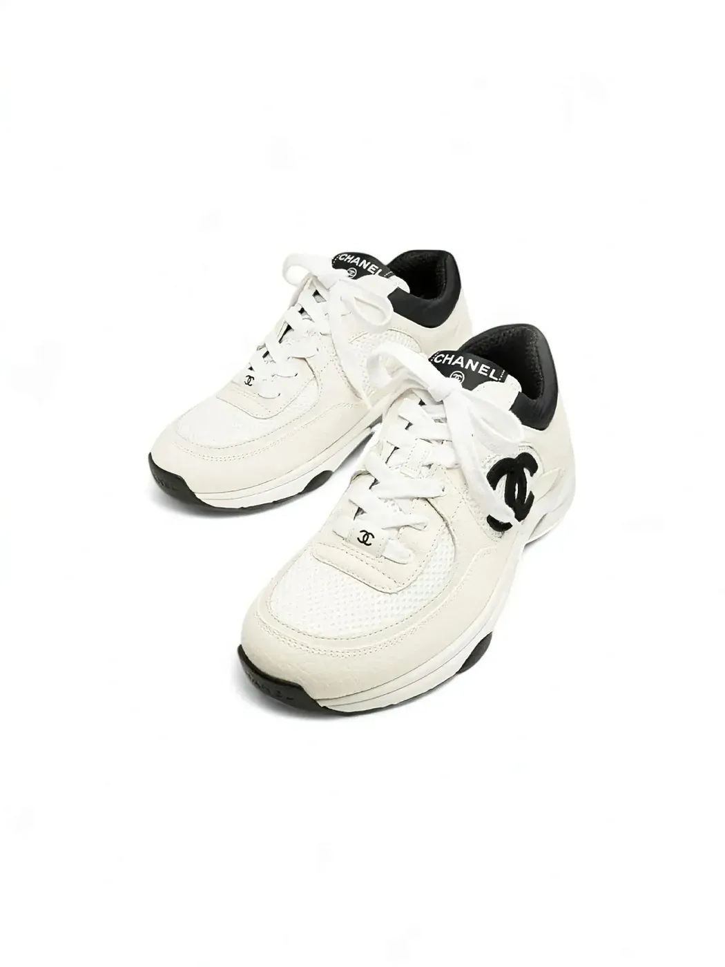 Chanel Кожаные кроссовки White/Black - фото 2