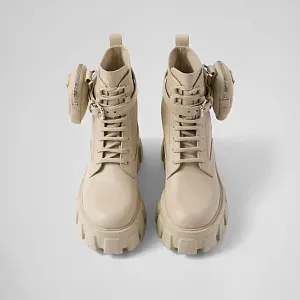 Prada Ботинки Monolith из кожи и Re-Nylon Desert Beige - фото 4