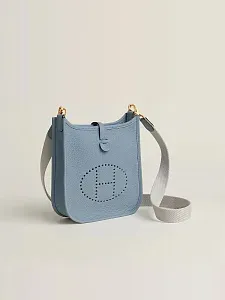 Hermès Сумка Evelyne 16 Bleu Lin Gris Perle Clemence Gold Hardware - фото 2