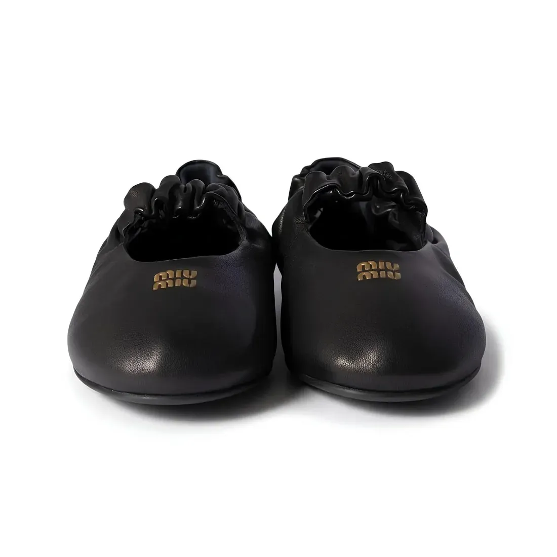 Miu Miu Балетки Ruches nappa leather ballerinas Black - фото 4