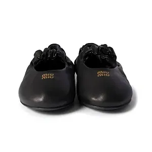 Miu Miu Балетки Ruches nappa leather ballerinas Black - фото 4