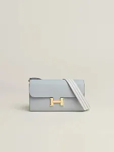 Hermès Кошелек Constance To Go Bleu Glacier Gris Pale Epsom Cordage Strap - фото 1