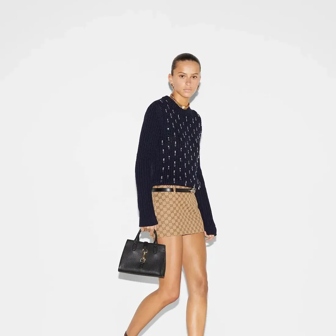 Gucci Сумка-тоут с застежкой-крючком Black - фото 2