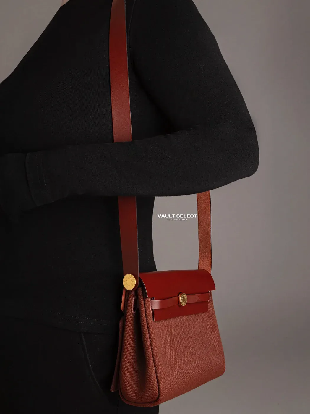 Hermès Сумка Herbag Zip 20 Rouge H Toile Militaire Vache Hunter Gold Hardware - фото 2
