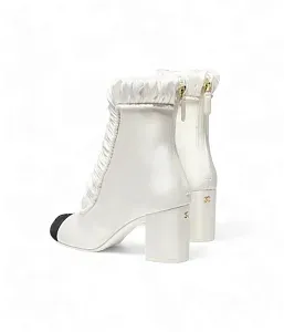 Chanel Атласные ботильоны White/Black - фото 2