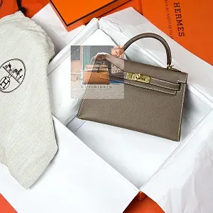 Hermès Kelly 20 Etoupe Epsom Sellier Gold Hardware - фото 1
