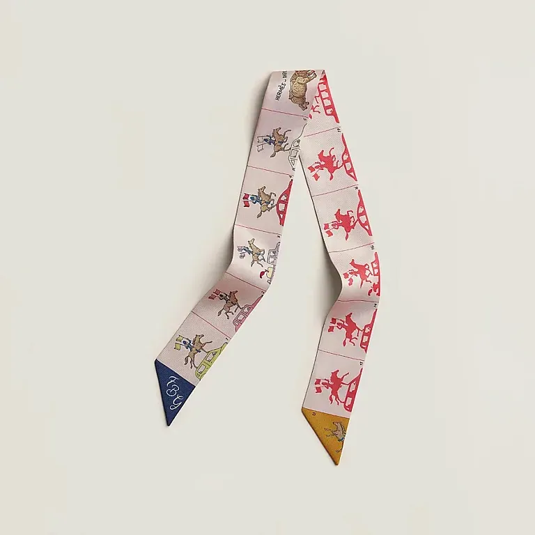 Шелковая лента Parade Twilly Hermes Rose Pale / Marine / Multicolore - фото 1
