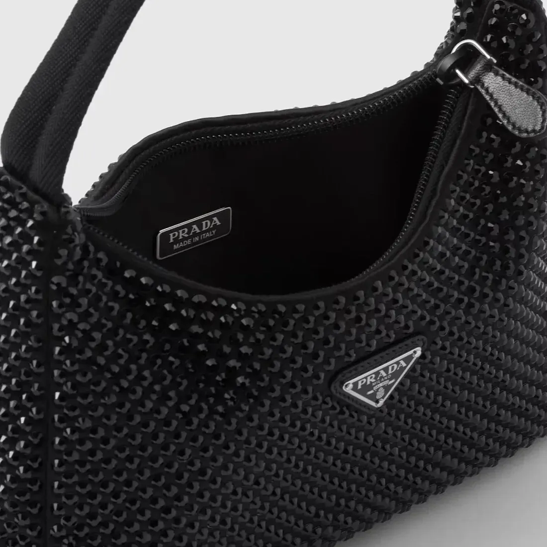 Prada Мини-сумка из сатина с кристаллами Black - фото 4