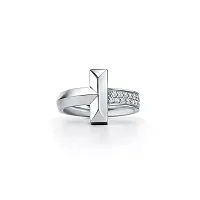 Tiffany & Co. Кольцо T T1 Ring with Diamonds White Gold - фото 1