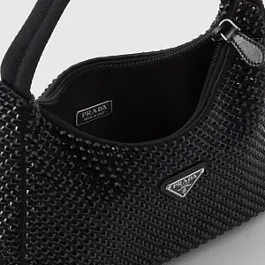 Prada Мини-сумка из сатина с кристаллами Black - фото 4
