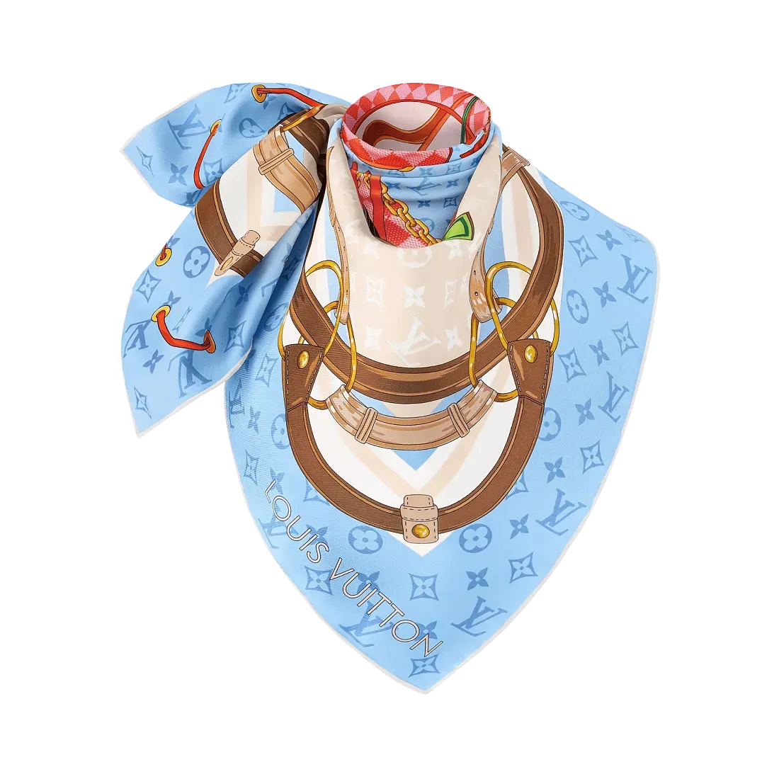 Louis Vuitton Платок-каре Flower And Straps 90 Blue - фото 3
