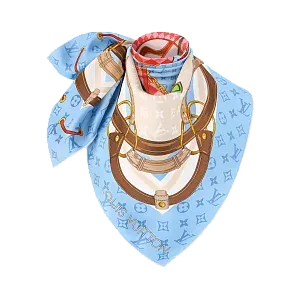 Louis Vuitton Платок-каре Flower And Straps 90 Blue - фото 3