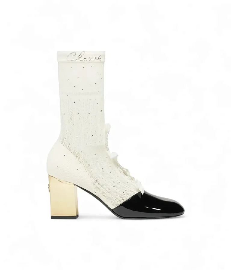 Тканевые ботильоны Chanel White/Black - фото 1