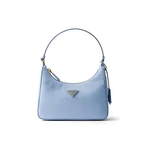 Prada Mини-сумка из Re-Nylon и сафьяновой кожи Re-Edition 2005 Pale Blue - фото 1