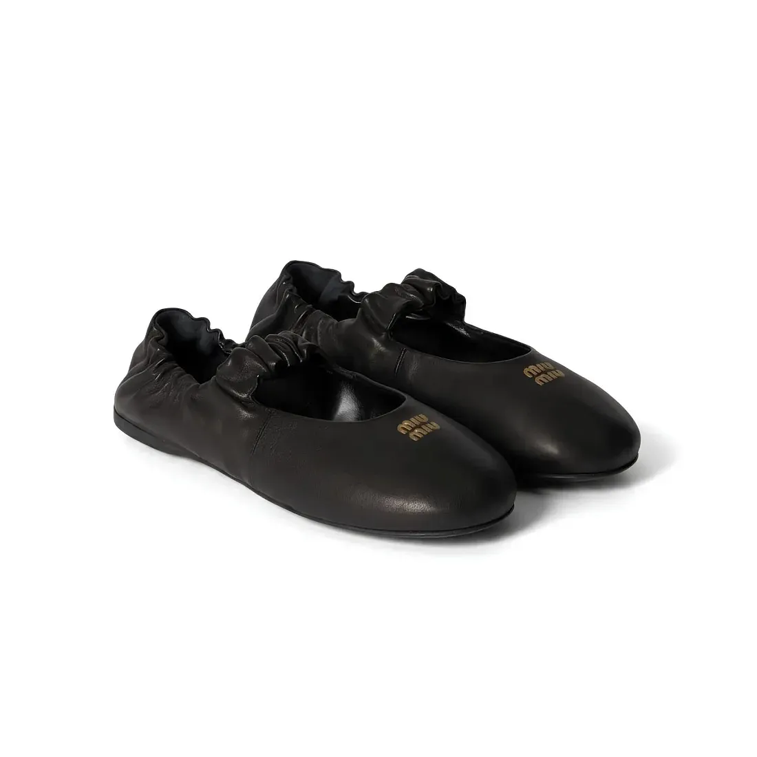 Miu Miu Балетки Ruches nappa leather ballerinas Black - фото 3