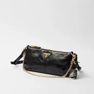 Prada Re-Edition 2002 cредняя кожаная сумка через плечо Black - фото 1