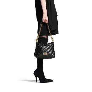 Balenciaga Сумка Crush Hobo Quilted in Black маленького формата - фото 7