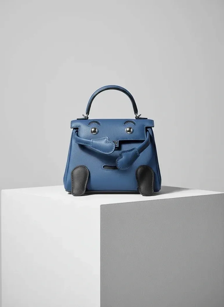 Сумка Hermes Kelly Doll Bleu Tie Caban Swift Palladium Hardware - фото 1