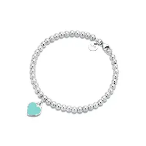 Tiffany & Co. Браслет Blue Heart Plaque Bead Bracelet Blue Tiffany Blue - фото 1