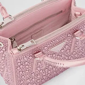 Prada Мини-сумка Galleria из атласа с кристаллами Alabaster Pink - фото 8
