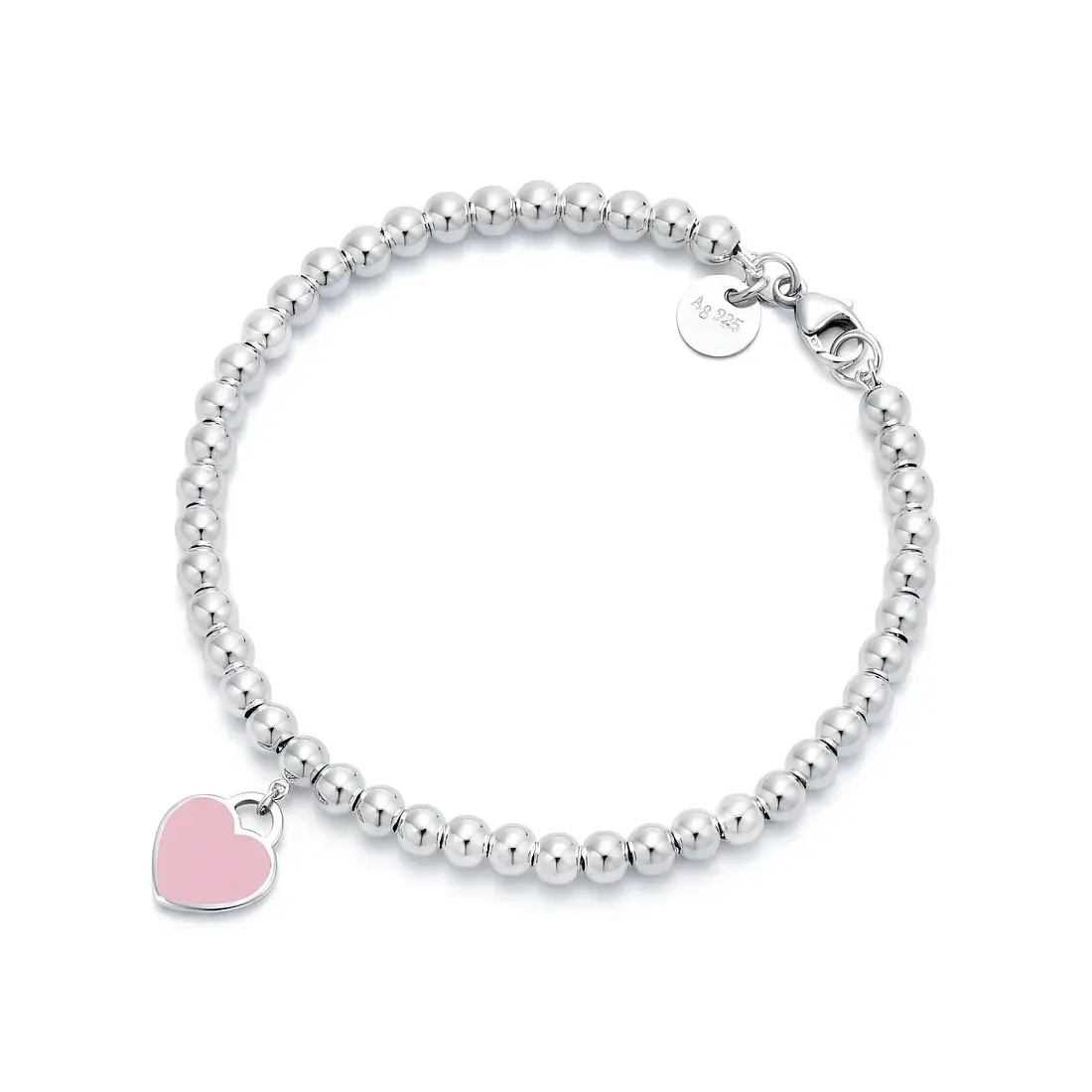 Tiffany & Co. Браслет Blue Heart Plaque Bead Bracelet Pink - фото 4