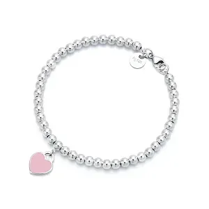 Tiffany & Co. Браслет Blue Heart Plaque Bead Bracelet Pink - фото 4