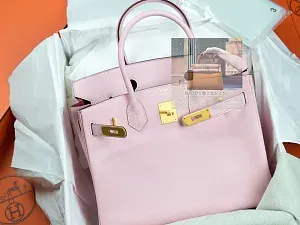 Hermès HSS Birkin 30 Rose Sakura и Rouge Casaque Chevre Brushed Gold Hardware - фото 2